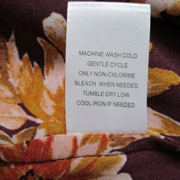 NWT Daniel Rainn Burgundy Floral 3/4 Sleeve Split-neck Chiffon Top-PXS - Picture 7 of 16